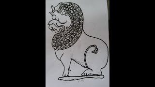 Yazhi / Yali / Tamil Temple Sculpture drawing easy for beginners