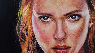 Drawing Black Widow (Natasha Romanoff) The Avenger | Scarlett Johansson Portrait Drawing | ❤️#shorts
