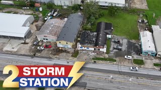 Drone footage of the aftermath of Hurricane Francine in Morgan City