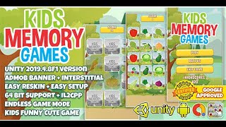 Kids Card Match Memory Games + Unity3d Source Code + Admob Ads Ready + 64 bit support