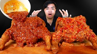 MUKBANG 2 EKOR AYAM RICHEESE SIRAM SAMBAL PAK GEMBUS + SAMBAL TERASI