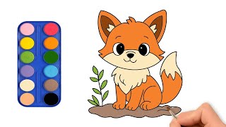🦊 How to Draw and Color a Cute Little Fox | Easy Drawing for Kids