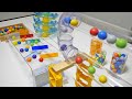 Marble run race ASMR ☆Handmade transparent twisting course & colorful wooden balls