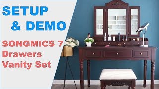 ➡️ SONGMICS 7 Drawers Vanity Set ✅ Setup \u0026 Demo