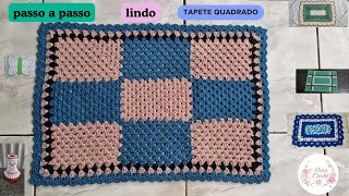 RECTANGULAR 3-COLOR CROCHET RUG STEP BY STEP