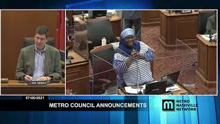 07/06/21 Announcements for Metro Council Meeting
