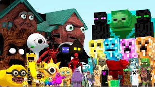 GRANDPA HOUSE, DOCTOR NOWHERE AND TOWER EYE VS MINECRAFT MOBS (Garry's Mod)