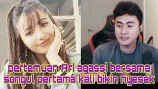 pertemuan pertama kali Ari agasi bersama songul di Ome tv Ari agasi sampe nangis karena terskip