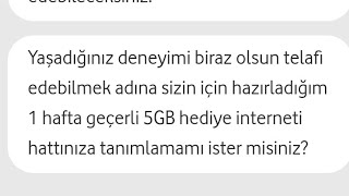 Vodafone Bedava Haftalık 5 GB Her Ay 5 GB Kazanma Yolu Bedava İnternet Vodafone Faturalı Faturasız