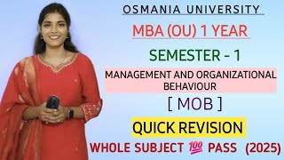 MOB || QUICK REVISION || OSMANIA UNIVERSITY || MBA || SEMESTER -1 || 💯 PASS || ‎@shivanipallela 