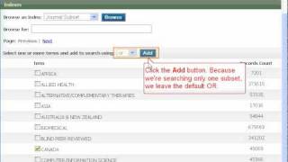 CINAHL EBSCO 2.0 Indexes search