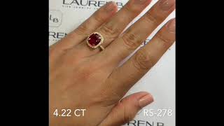 4.2 ct Cushion Cut Ruby Halo Engagement Ring