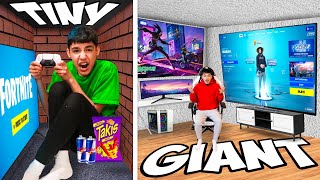 Last To Leave TINY vs Giant Gaming Rooms Wins $1,000 (Fortnite)