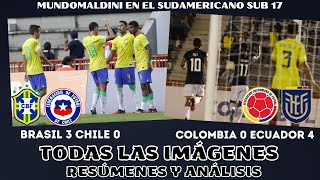 KAUA ELÍAS TALENTO BRASILEÑO. BRASIL 3 CHILE 0 Y COLOMBIA 0 ECUADOR 4, RESÚMENES SUDAMERICANO SUB 17