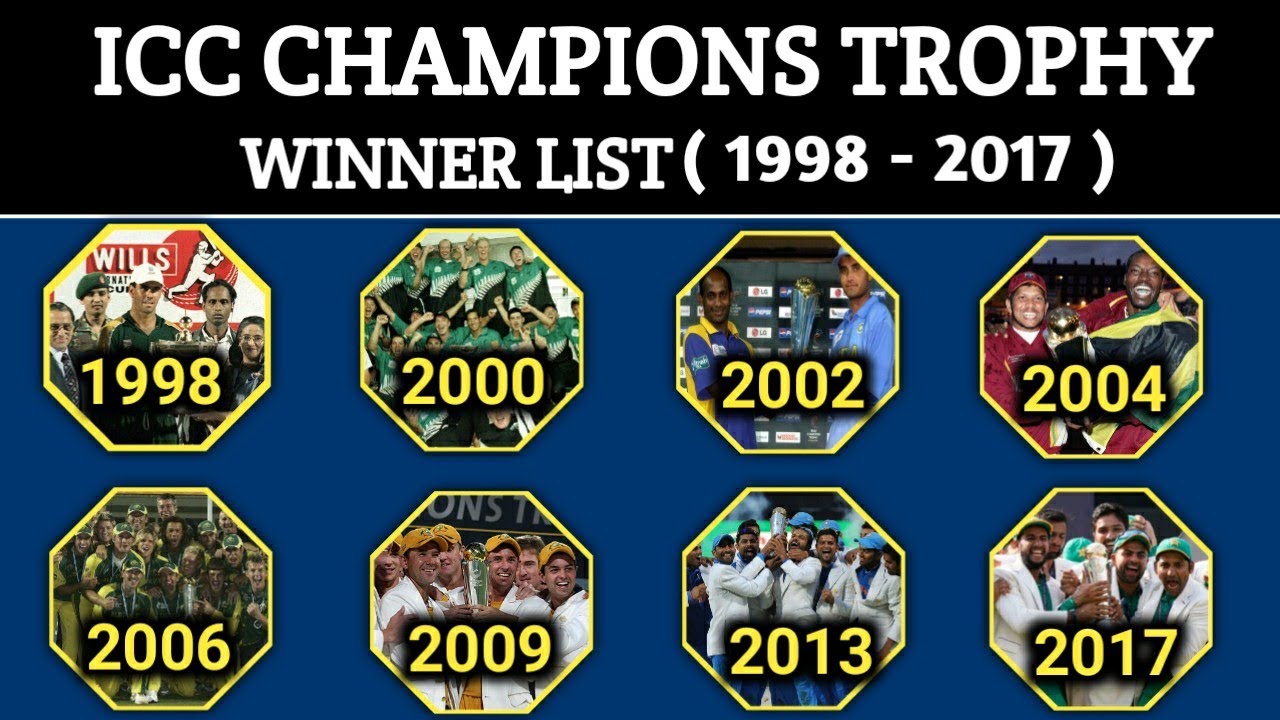 ICC Champions Trophy Winners Since 1998 - 2017 | Champions Trophy ...