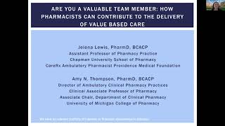 Building and Sustaining Pharmacy Services in Value Based Care