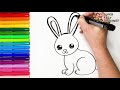 how to draw a rabbit 🐰 drawing and coloring a cute rainbow rabbit 🐇🌈 drawings for kids