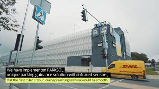 Parksol Parking Guidance System with more than 700 parking spaces in Vilnius Airport