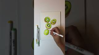 Watercolor kiwi painting #art #artist #watercolor #shorts #tutorial #kiwi #abstract