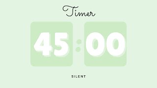 ☘️ 45 Minutes Silent Timer with Cute Ending Alarm | Pastel Green Timer