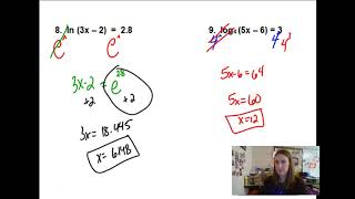 Pearson 7.5 Part 2 Solving Logarithmic Equations Alg2 2018