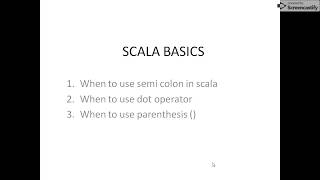 scala basics | semicolon in scala | dot operator in scala