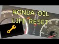 HONDA OIL LIFE RESET | HONDA | YELLOW WRENCH LIGHT