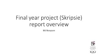 Writing your final year engineering project report (skripsie)