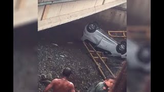 Mujer pierde el control de su carro y va a dar a la quebrada La Iguaná