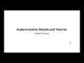 Training | Implementation Models & Theories | 14 May 2024