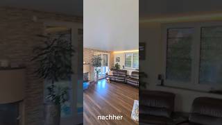 Spanndecke im Wohnzimmer 63m² mit indirekter Beleuchtung Ausschnitt und LED Spots