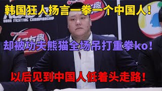 韓國狂人揚言一拳一個中國人！卻被功夫熊貓ko！以后再也不叫喚了