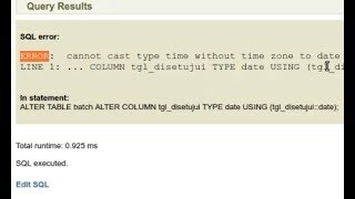 How to solve postgresql ERROR: cannot cast type time without timezone to date