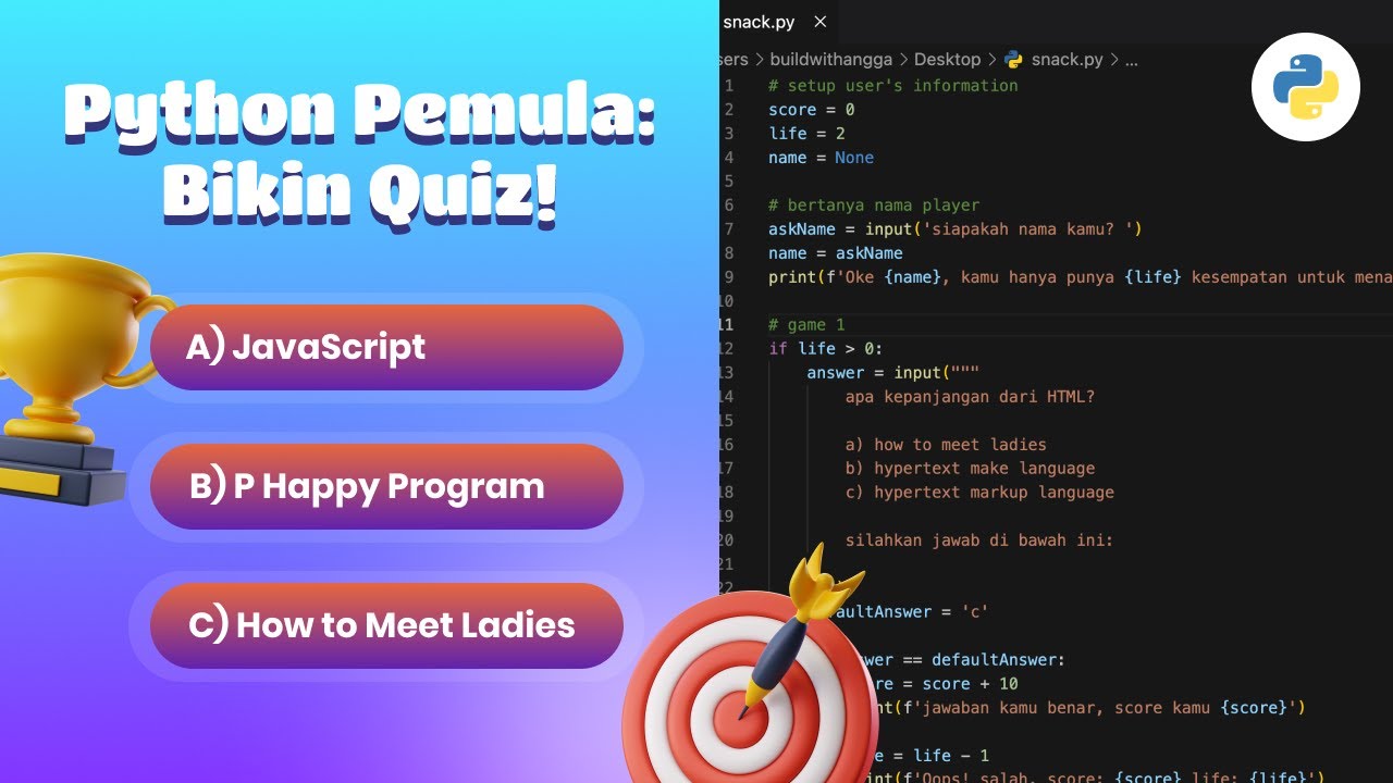 Belajar Fundamental Python: Bikin Quiz Game Sederhana - YouTube