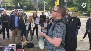 WATCH: Crowds gather at US embassy in Dublin to demand immigrant families are reunited