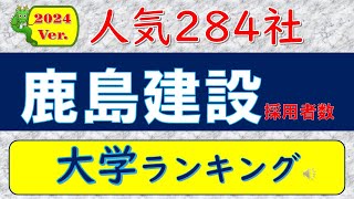 2024Ver.人気284社、鹿島建設・採用者数、大学ランキング