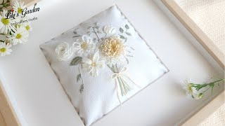 [릴리스가든 프랑스자수] 화이트톤 꽃다발자수White tone flower bouquet embroidery