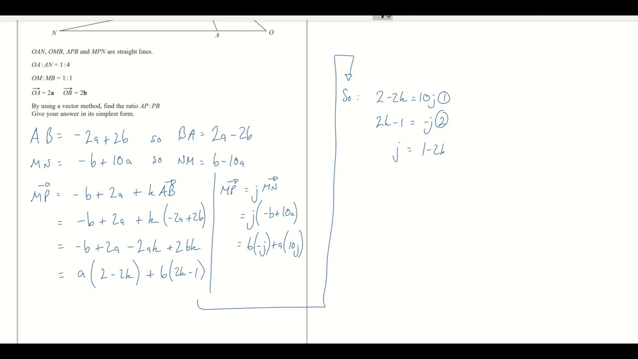 IGCSE Maths 2020 Nov 2HR - Q25 - Vectors - Vector Geometry - RTM041 ...