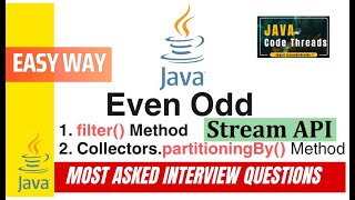 Find Even Odd using Lambda & Streams API Java 8 (filter() & Collectors.partitioningBy())
