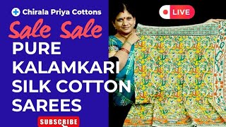 Offer Double Sale Pure Natural Dye Kalamkari Silk and Kalamkari Cotton Sarees | 99856 92476 |