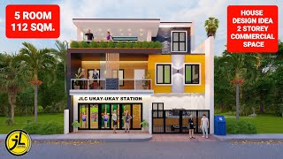 HOUSE DESIGN IDEA | 2 STOREY WITH COMMERCIAL SPACE | 112SQM. | By: junnliray creations