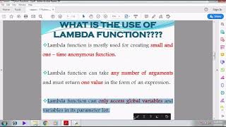 Anonymous Function, Lambda Function, and Return Statement.