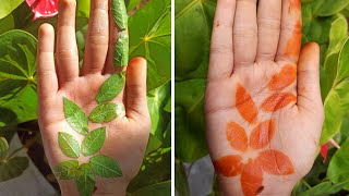 Mehandhi Trick Using Henna Leaves |മൈലാഞ്ഞി ഇല കൊണ്ട് Simple Mehandhi Design | BINT OTGANICS