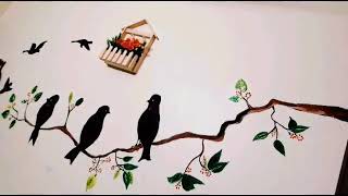 Easy bird wall painting (making  )