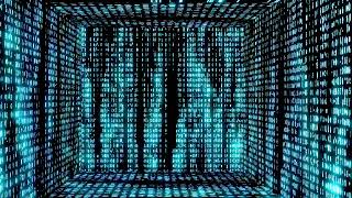 blue digital code background. digital, technology, data processing and futuristic concept.