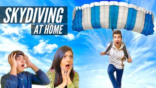 JUMPING WITH HOMEMADE PARACHUTE Challenge | Rimorav Vlogs