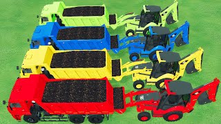 Trucks with Colors - CANOLA Loading Work with Colorful CAT Loaders | Farming Simulator 22