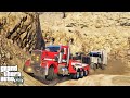 GTA V Real Life Mod #8 ~ Heavy Wrecker Kenworth W900 | Rescues A Stalled Semi Stuck In A Mining pit