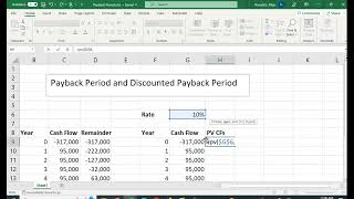 Payback and Discounted Payback Period in Excel