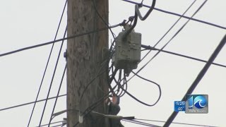 Joe Fisher on low hanging power lines in Newport News